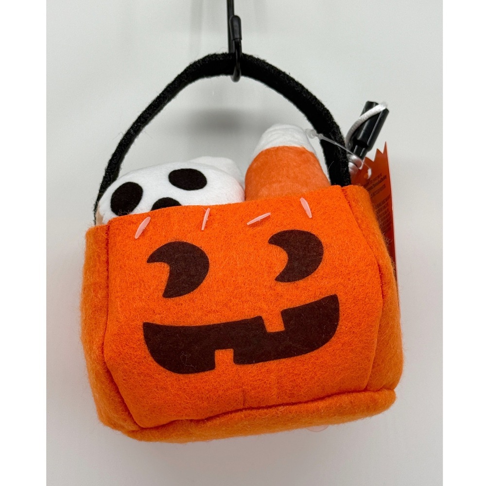 Boots & Barkley Playground Halloween Felt Pumpkin Bucket Plush Ghost Bat Set